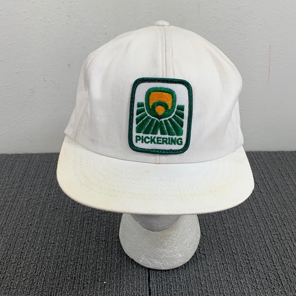 Vintage Pickering Snapback Hat Mens Adjustable White Green Patch Swingster USA - Picture 1 of 16